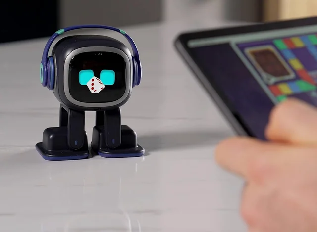 EMO displaying a game on its face screen